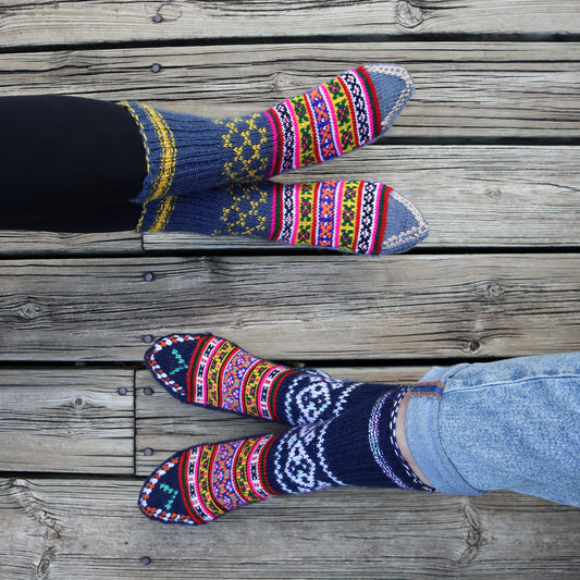 Pema- Lotus, Purity, Wisdom- 2 Pairs of Handmade Socks